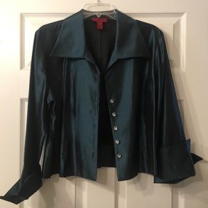 Emerald green cocktail top with glass buttons
